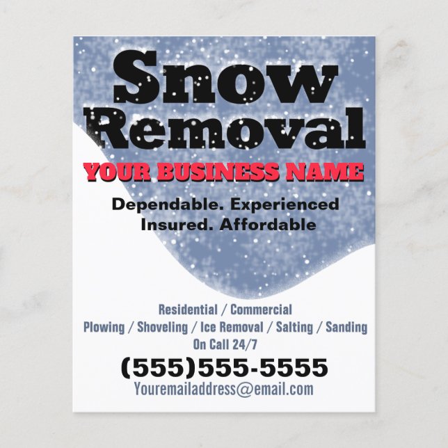 Snow Plowing Business Snow Removal Advertising Flyer (Front)