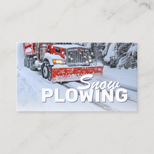 Snow Plowing & Removal Service Truck Photo Business Card (Front)
