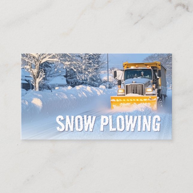 Snow Plowing & Removal Service Truck Photo Business Card (Front)