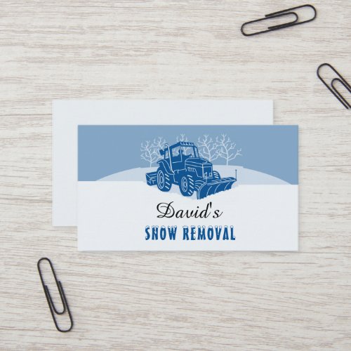 Snow Plowing  Removal Winter Plow Blue  White Business Card