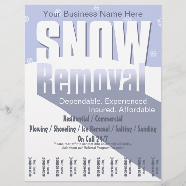 Snow Plowing Service. Removal Business. Flyer (Front)