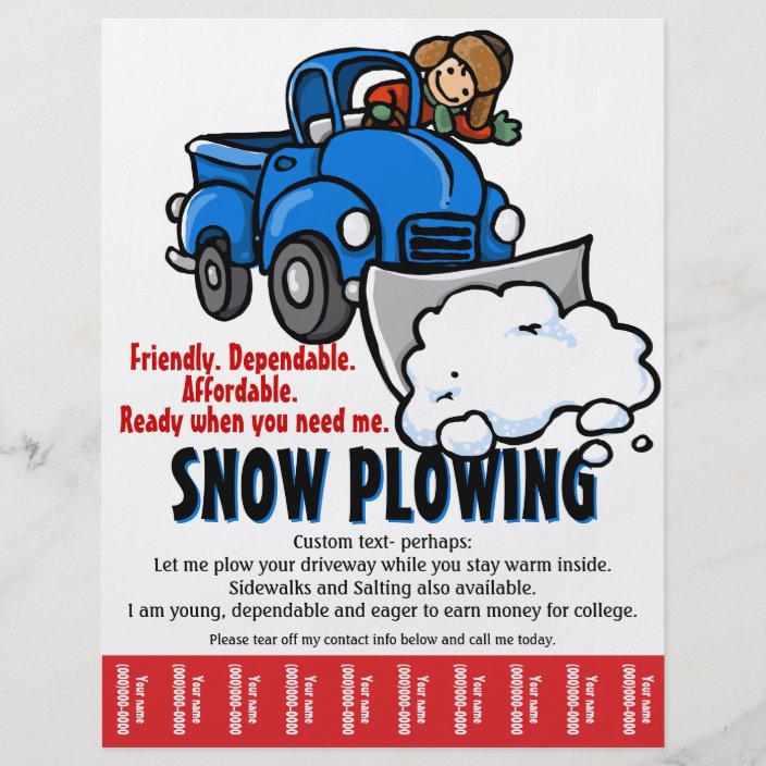 Snow Plowing Service. Snow Removal business. Flyer Zazzle
