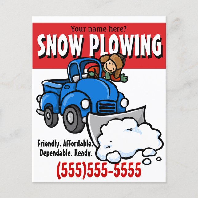 Snow Plowing. Snow Removal Business Service. Flyer (Front)