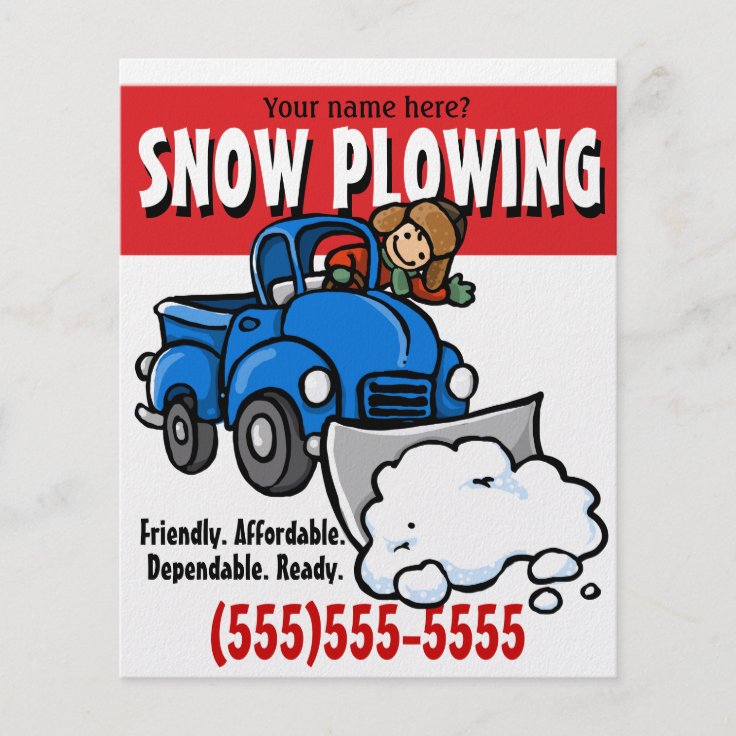 Snow Plowing. Snow Removal Business Service. Flyer Zazzle