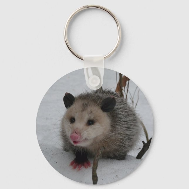 Snow Possum Keychain (Front)
