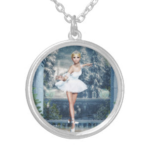 Snow Princess Ballerina Christmas Pendant Necklace