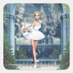 Snow Princess Ballerina Christmas Square Sticker