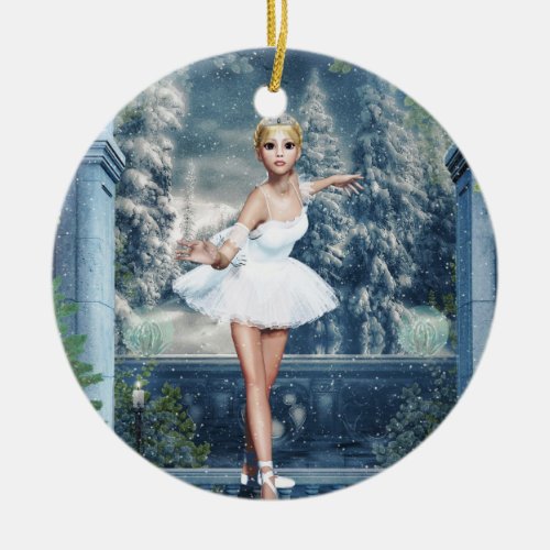 Snow Princess Ballerina Double Sided Art Ornament