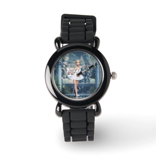 Snow Princess Ballerina Glitter Wrist Watch (Front)