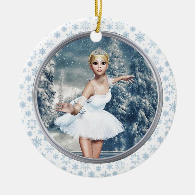 Snow Princess Ballerina Joyeux Noël Ornament (Front)