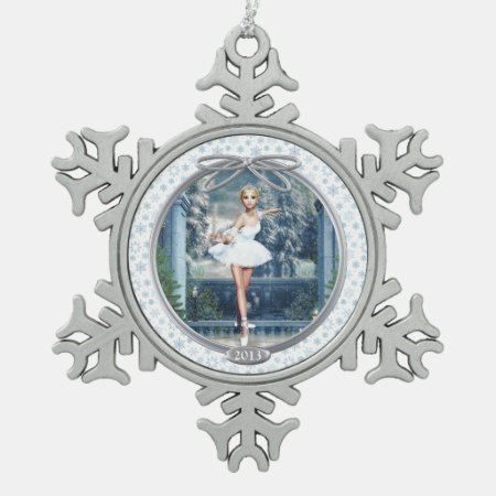 Snow Princess Ballerina Pewter Snowflake Ornament