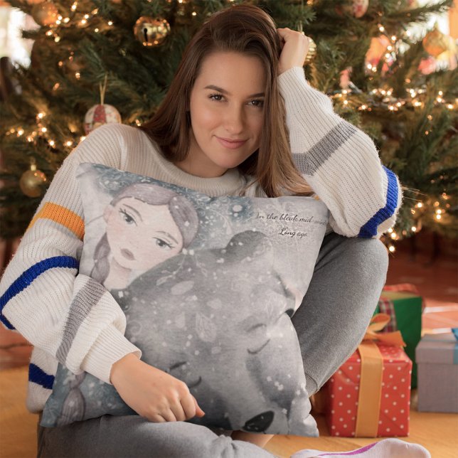 Snow Princess Bear with or without Text Throw Pill Throw Pillow (Creator Uploaded)