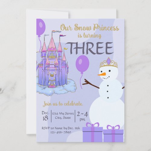 Snow Princess Birthday Invitation