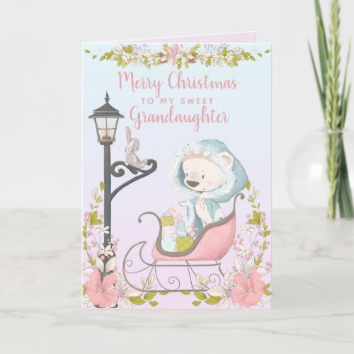 Snow Princess Granddaughter Watercolor Christmas Holiday Card