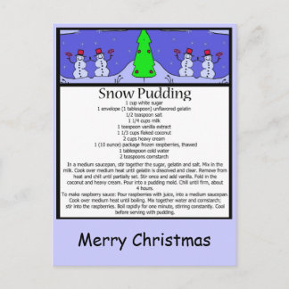 snow pudding, Merry Christmas Holiday Postcard