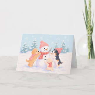 Snow Puppies Watercolor Style Holiday Card
