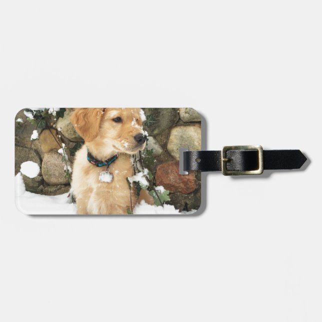 Snow Puppy Luggage Tag (Front Horizontal)