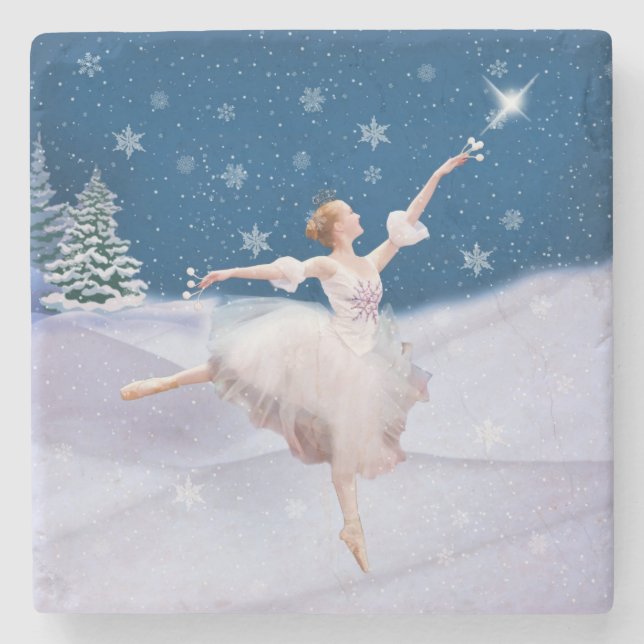 Snow Queen Ballerina Customizable Stone Coaster (Front)