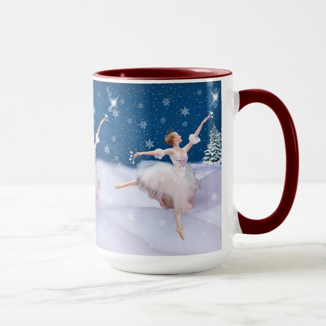Snow Queen Ballerina, Star, Snowflakes, Mug (Right)