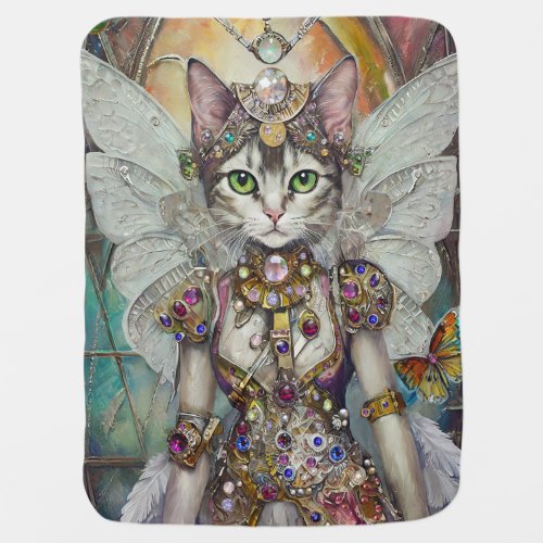 Snow Queen Cat of the Butterfly Wing Brigade Baby Blanket