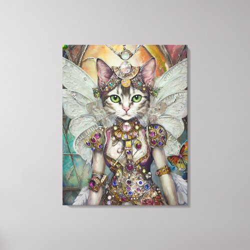 Snow Queen Cat of the Butterfly Wing Brigade Canvas Print