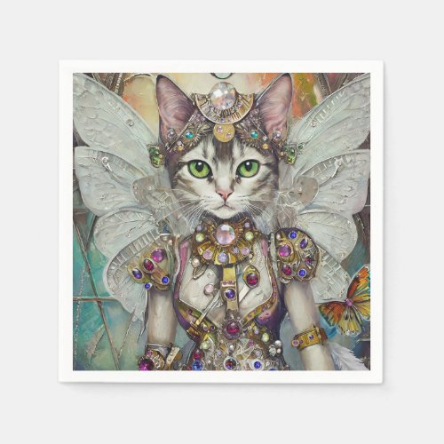 Snow Queen Cat of the Butterfly Wing Brigade Napkins