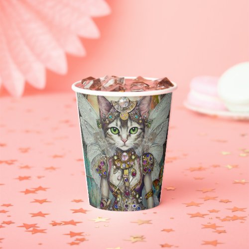 Snow Queen Cat of the Butterfly Wing Brigade Paper Cups