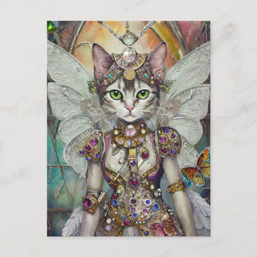 Snow Queen Cat of the Butterfly Wing Brigade Postcard