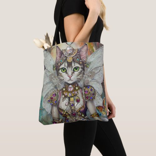 Snow Queen Cat of the Butterfly Wing Brigade Tote Bag