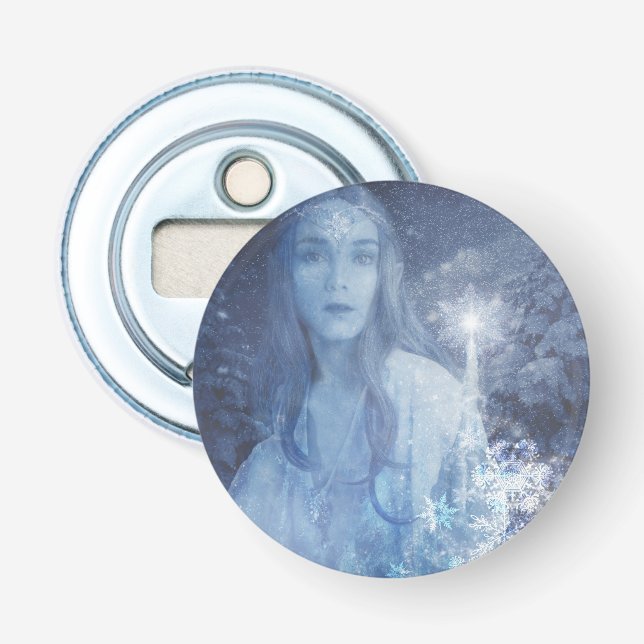 Snow Queen Christmas Fantasy Artwork Bottle Opener (Front)