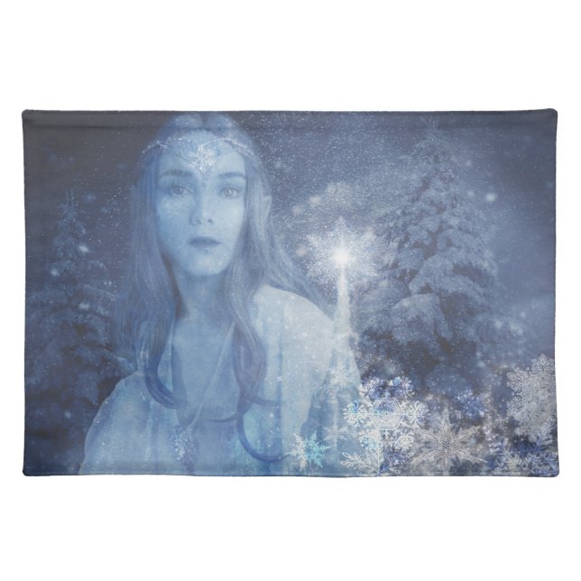 Snow Queen Christmas Fantasy Artwork Cloth Placemat (Front)