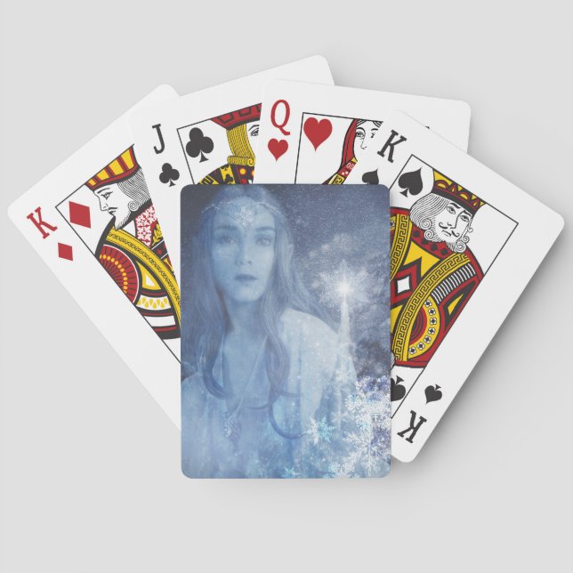 Snow Queen Christmas Fantasy Artwork Poker Cards (Back)