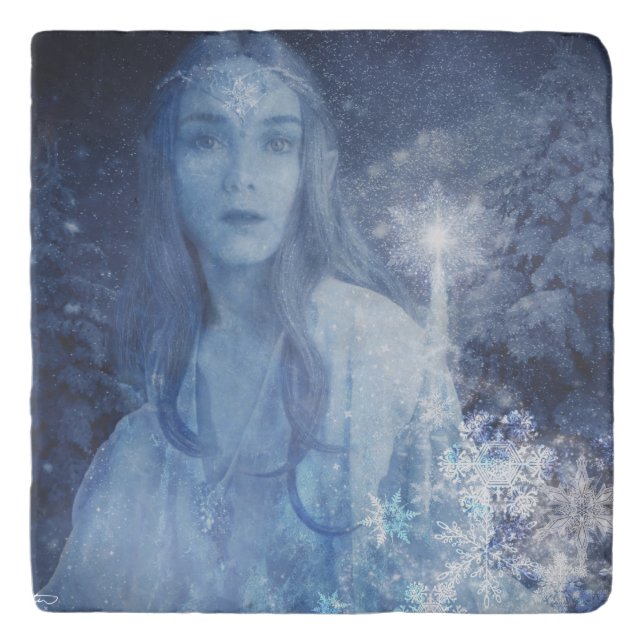 Snow Queen Christmas Fantasy Artwork Trivet (Front)
