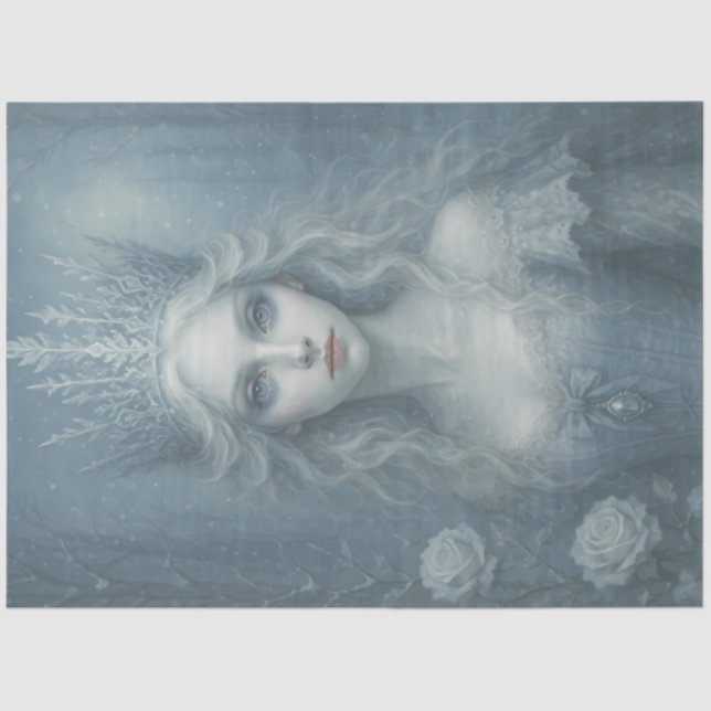 Snow Queen Enchantress Gothic Winter Decoupage Tissue Paper (Front)