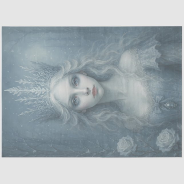 Snow Queen Enchantress Gothic Winter Decoupage Tissue Paper (Front)