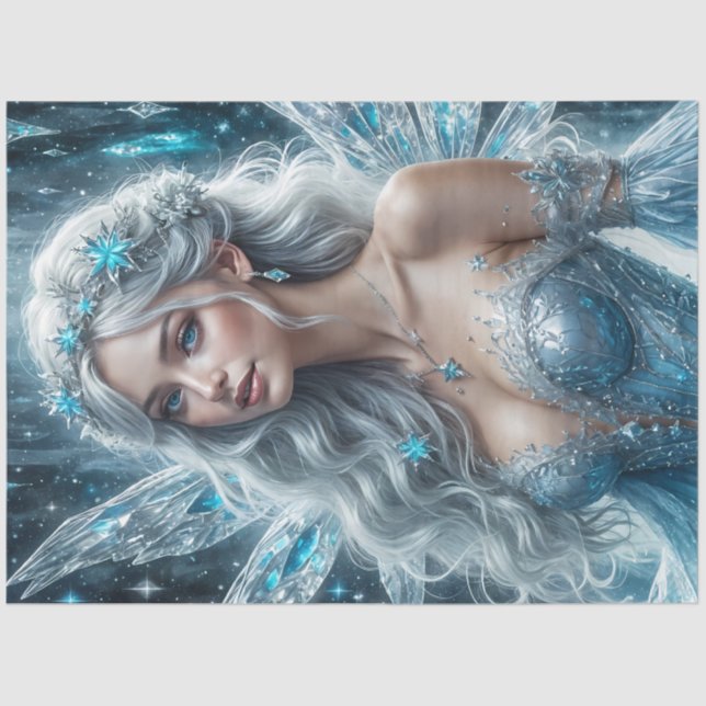 Snow Queen Fairy | Winter Ice Goddess Christmas  Tissue Paper (Front)