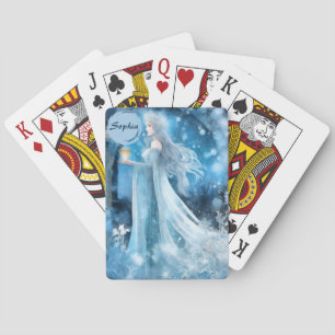 Snow Queen Fantasy Art – Mystical Winter Goddess Poker Cards