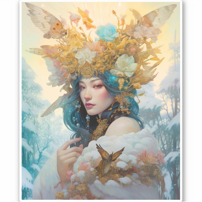 Snow Queen Fantasy Art Sticker (Front)