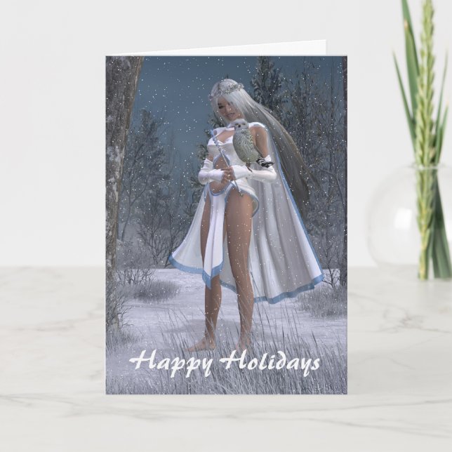 Snow Queen - Happy Holidays Holiday Card (Front)