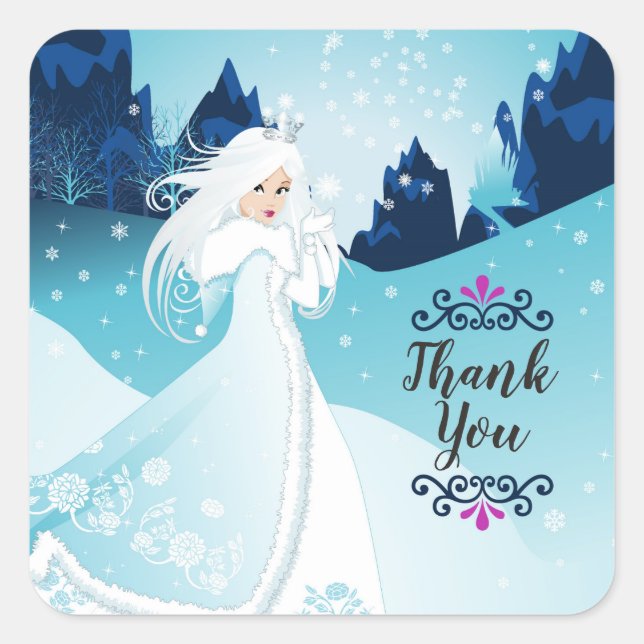 Snow Queen Thank you Gift Favor  Sticker (Front)