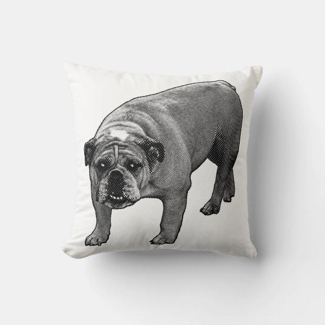 Snow Quiet Bulldog Pillow (Front)