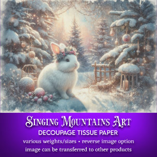 Snow Rabbit In Christmas Woodland Decoupage Tissue Paper