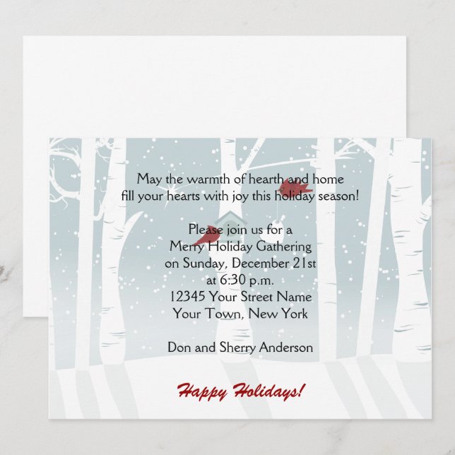 Snow Red Birds Holiday Party Invitations (Front/Back)