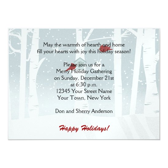 Snow Red Birds Holiday Party Invitations