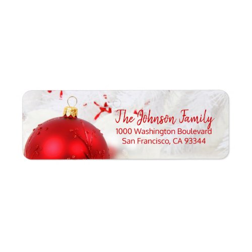 Snow Red Ornament Holiday Christmas Return Address Label