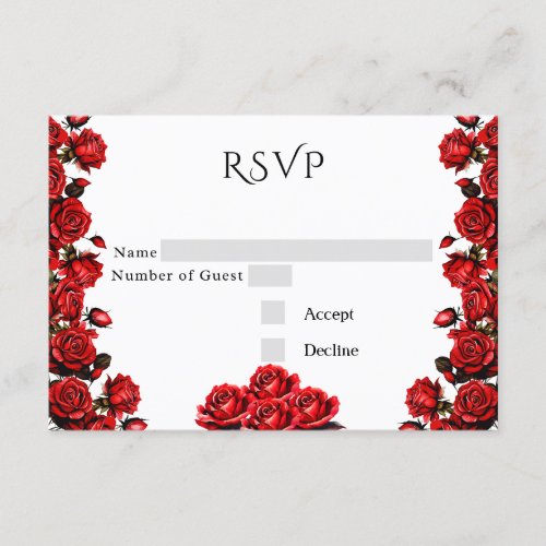 Snow Red Roses RSVP Enclosure Card