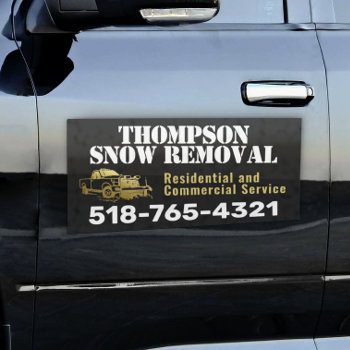 Snow Removal Black Gold Plow Magnetic Vehicle Sign by YourLogoHereCustom at Zazzle