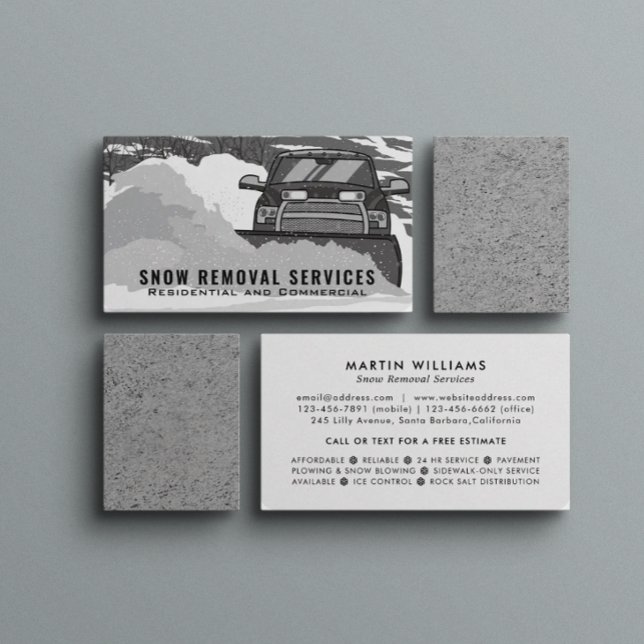 Snow Removal Black & White Business Card (Creator Uploaded)