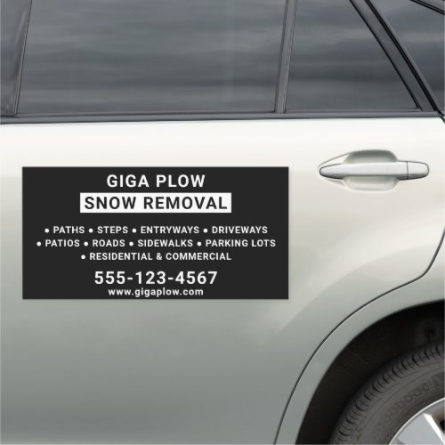 Snow Removal Bold Typography Black 12x24 Car Magnet