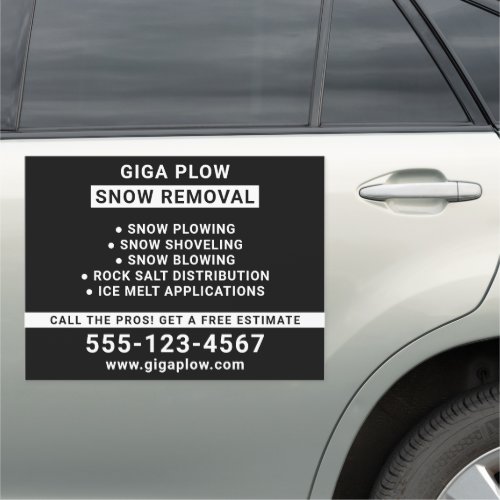 Snow Removal Bold Typography Black 18x24  Car Magnet